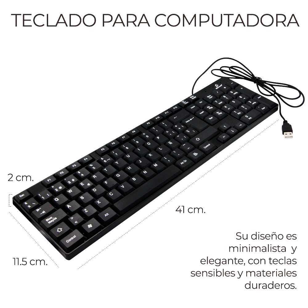 Teclado Usb Alambrico Slim Pc Computadora Escritorio Laptop
