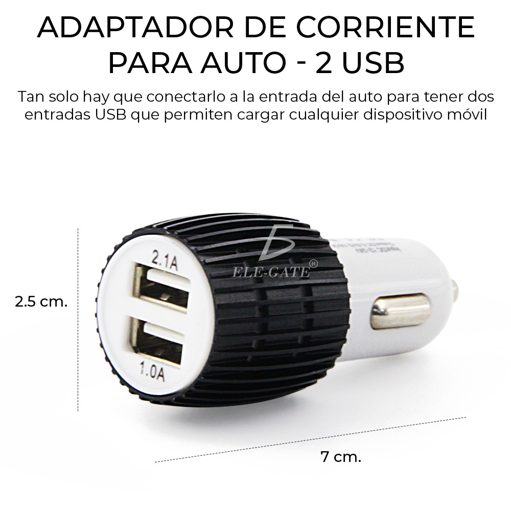 Combo Cargador Para Auto 2.1a Dual Usb
