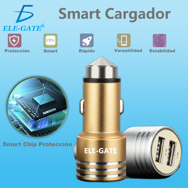 Cargador Usb Doble 2a Encendedor Coche Auto Celular Aluminio