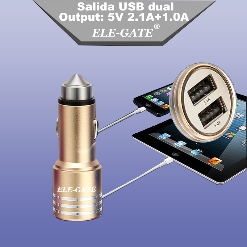 Cargador Usb Doble 2a Encendedor Coche Auto Celular Aluminio