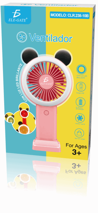 Mini Ventilador Recargable Con Luz RGB Forma de Mickey