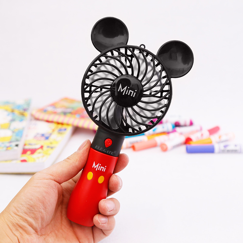 Mini Ventilador Recargable Forma de Mickey Con Luz RGB