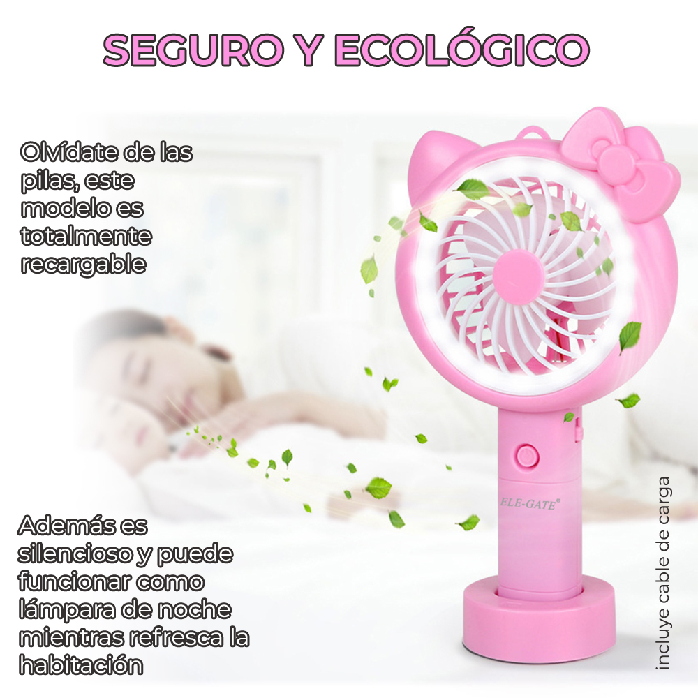 Mini Ventilador Personal Cartoon Con Aro de Luz