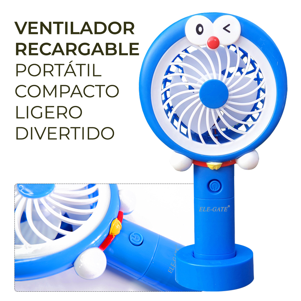 Mini Ventilador Personal Cartoon Con Aro de Luz