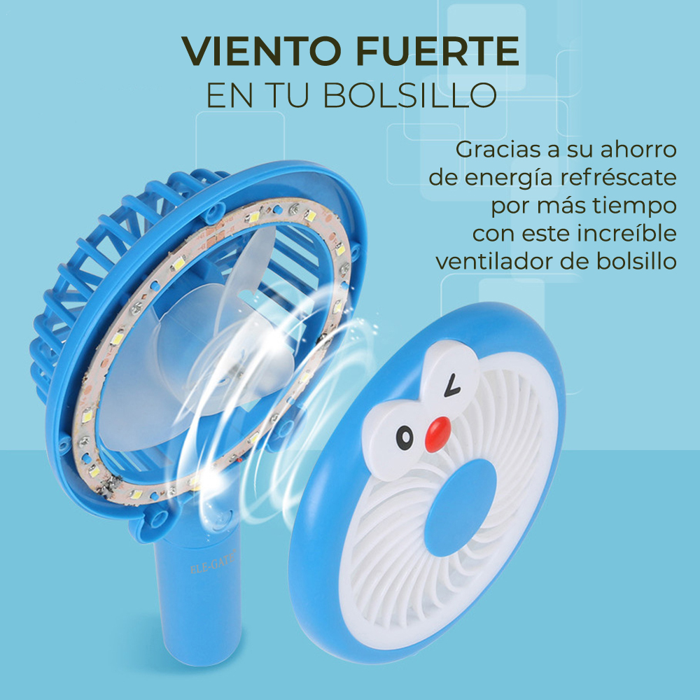 Mini Ventilador Personal Cartoon Con Aro de Luz