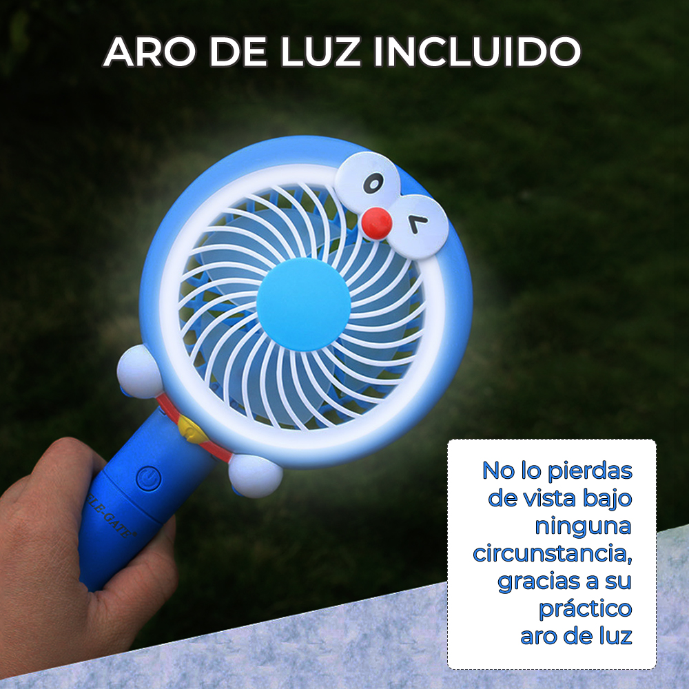 Mini Ventilador Personal Cartoon Con Aro de Luz