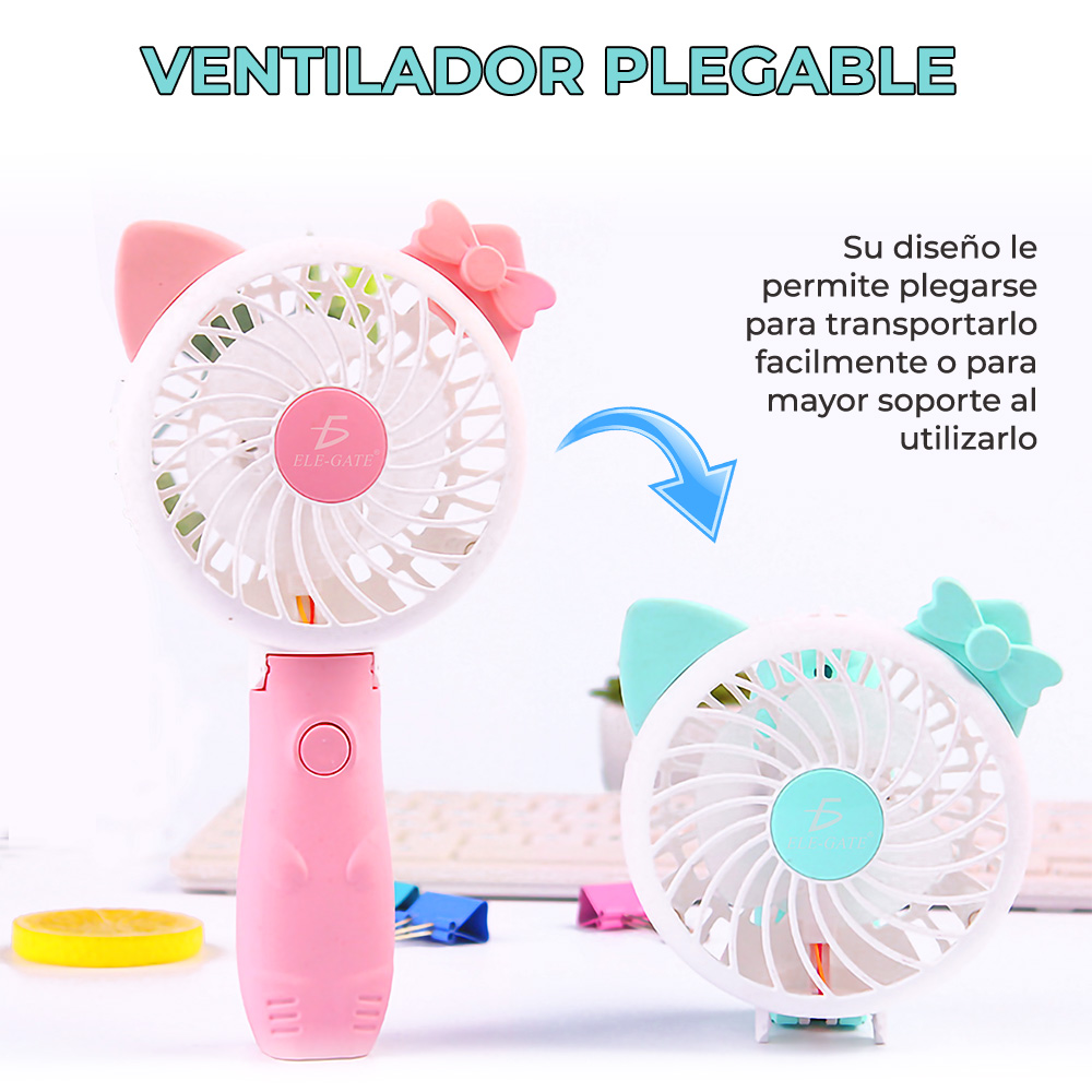 Mini Ventilador Personal Plegable y Recargable Hello Cato