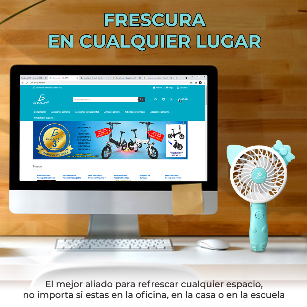 Mini Ventilador Personal Plegable y Recargable Hello Cato