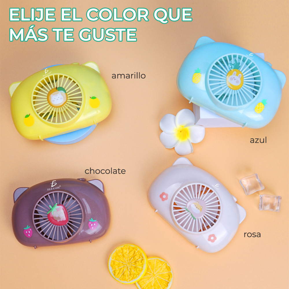 Mini Ventilador Personal Recargable Colores Forma de Pastel