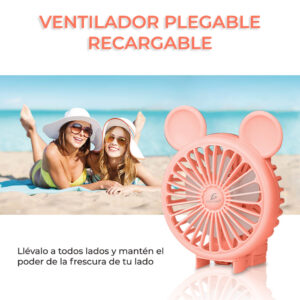 Mini Ventilador Personal Plegable Y Recargable Color Rosa