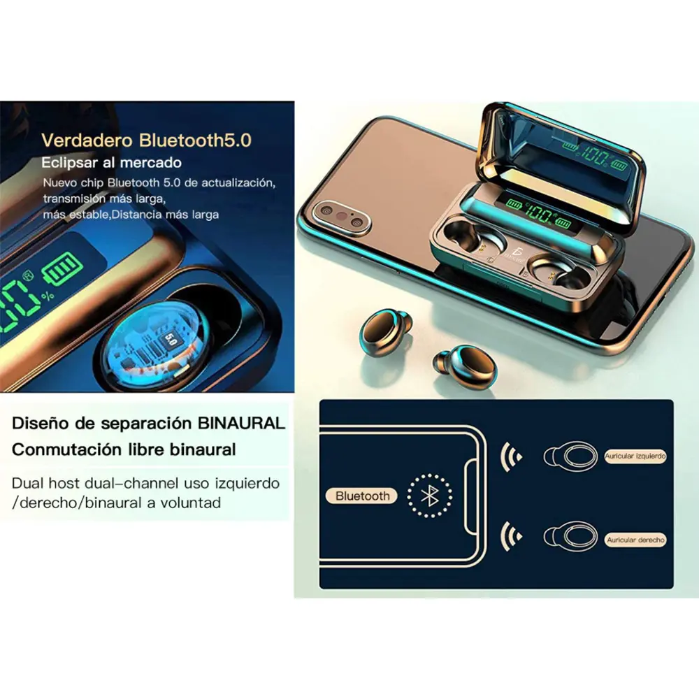 Audífonos Inalámbricos F9 8d Bluetooth 5.0 Tws Deportivos