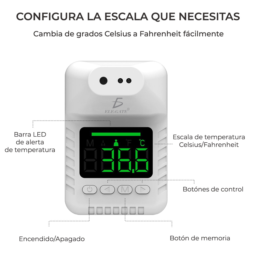 Termometro Infrarrojo Automedicion Intelligent K3X Pared Factur Sin Contacto
