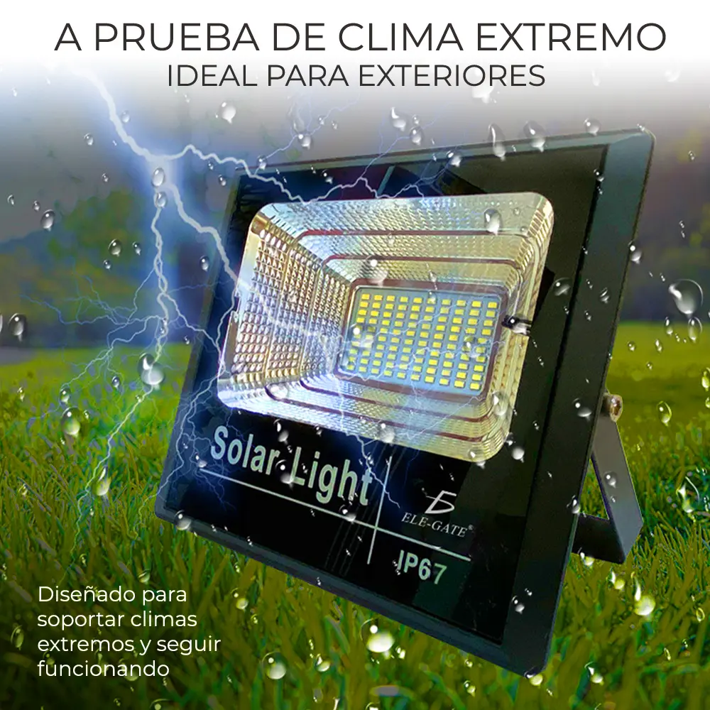 Reflector Led 100w C/ Panel Solar-control Luz Blanca Exterior