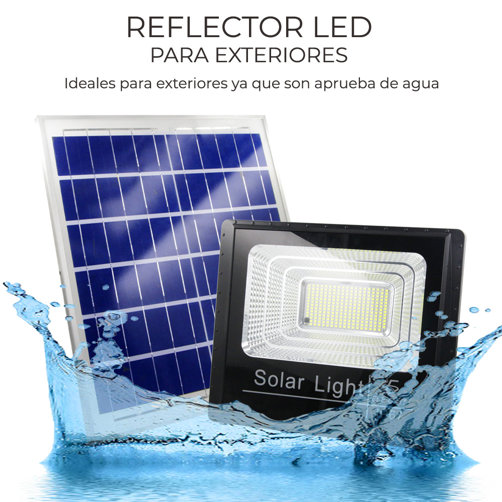 Reflector Led 100w C/ Panel Solar-control Luz Blanca Exterior