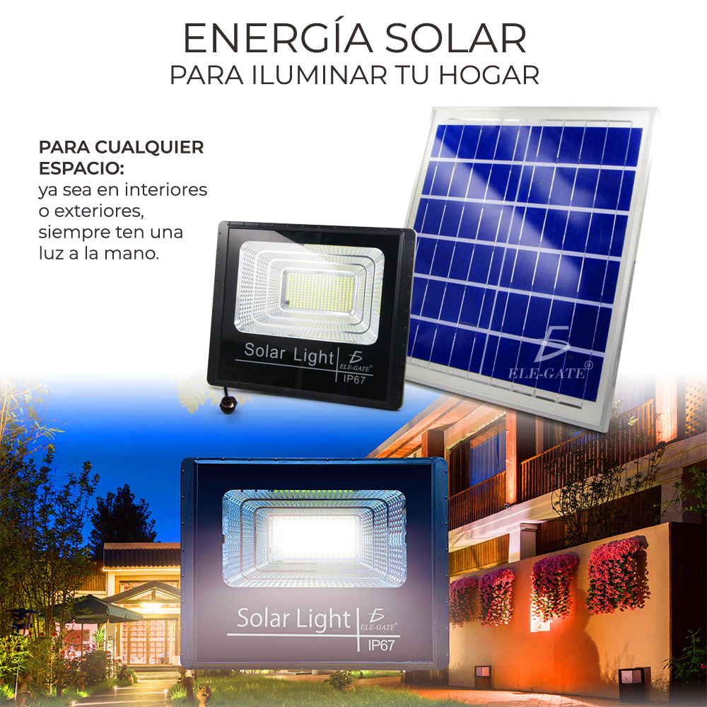 Reflector Led 200w C/ Panel Solar-control Luz Blanca Exterior