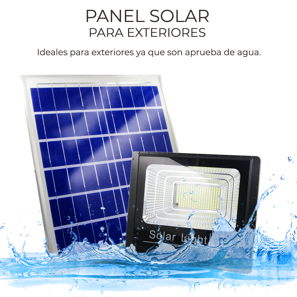 Reflector Led 200w C/ Panel Solar-control Luz Blanca Exterior