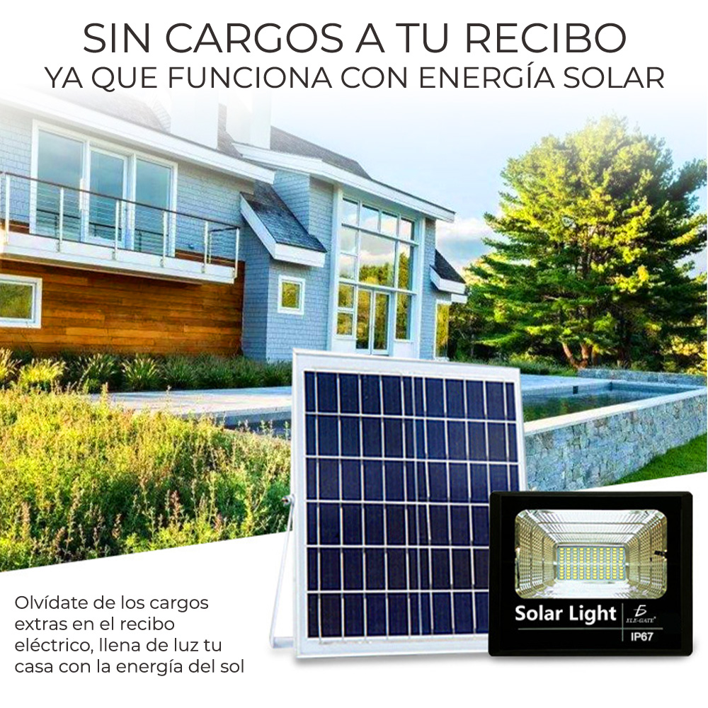 Reflector Led 45w C/ Panel Solar-control Luz Blanca Exterior
