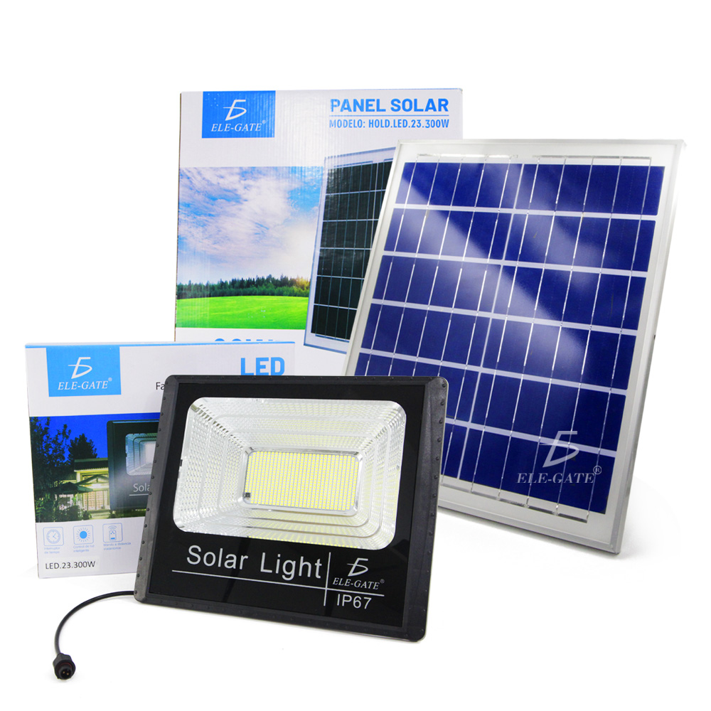Reflector Led 300w C/ Panel Solar-control Luz Blanca Exterior