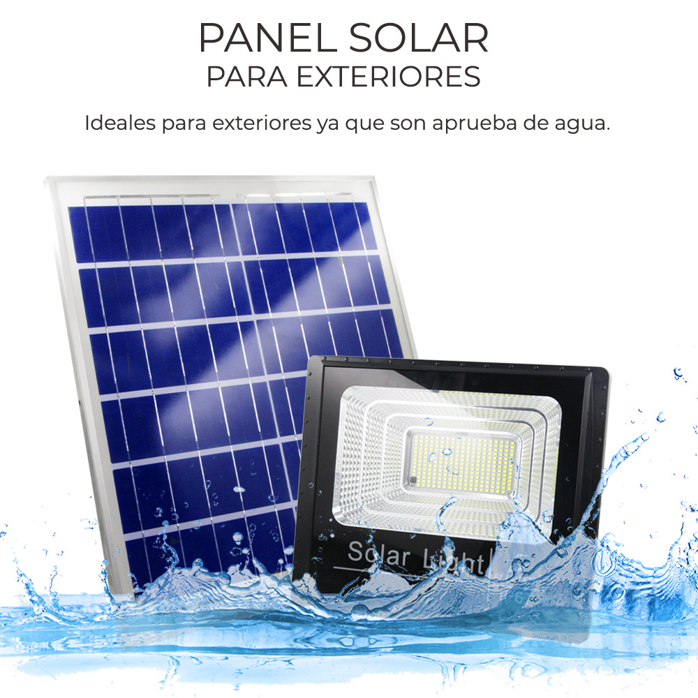 Reflector Led 300w C/ Panel Solar-control Luz Blanca Exterior