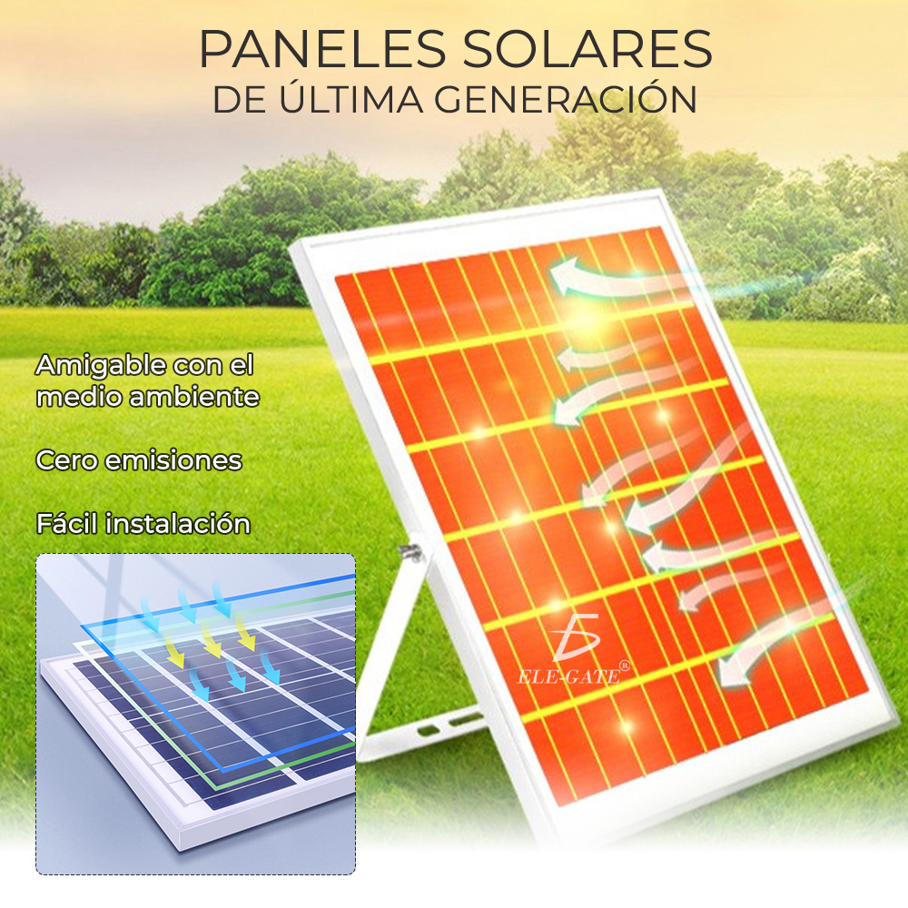 Reflector Led 40w C/ Panel Solar-control Luz Blanca Exterior