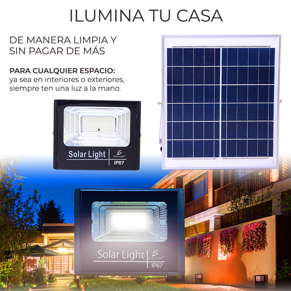 Reflector Led 500w C/ Panel Solar-control Luz Blanca Exterior
