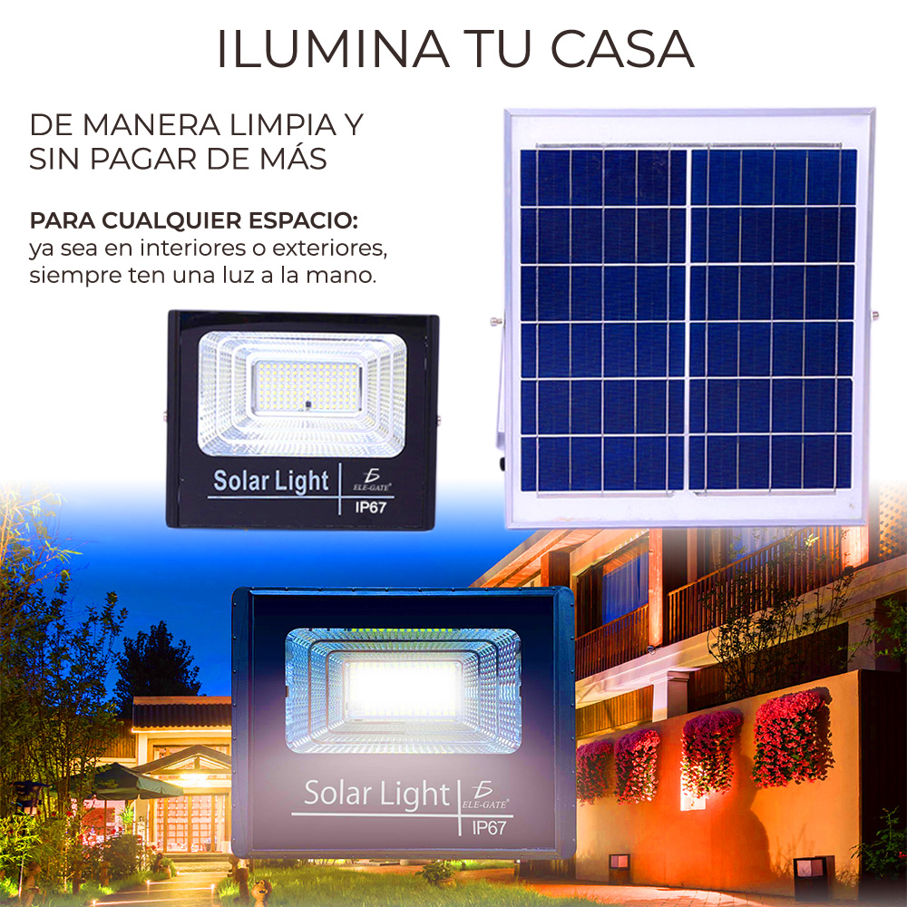 Reflector Led 800w C/ Panel Solar-control Luz Blanca Exterior