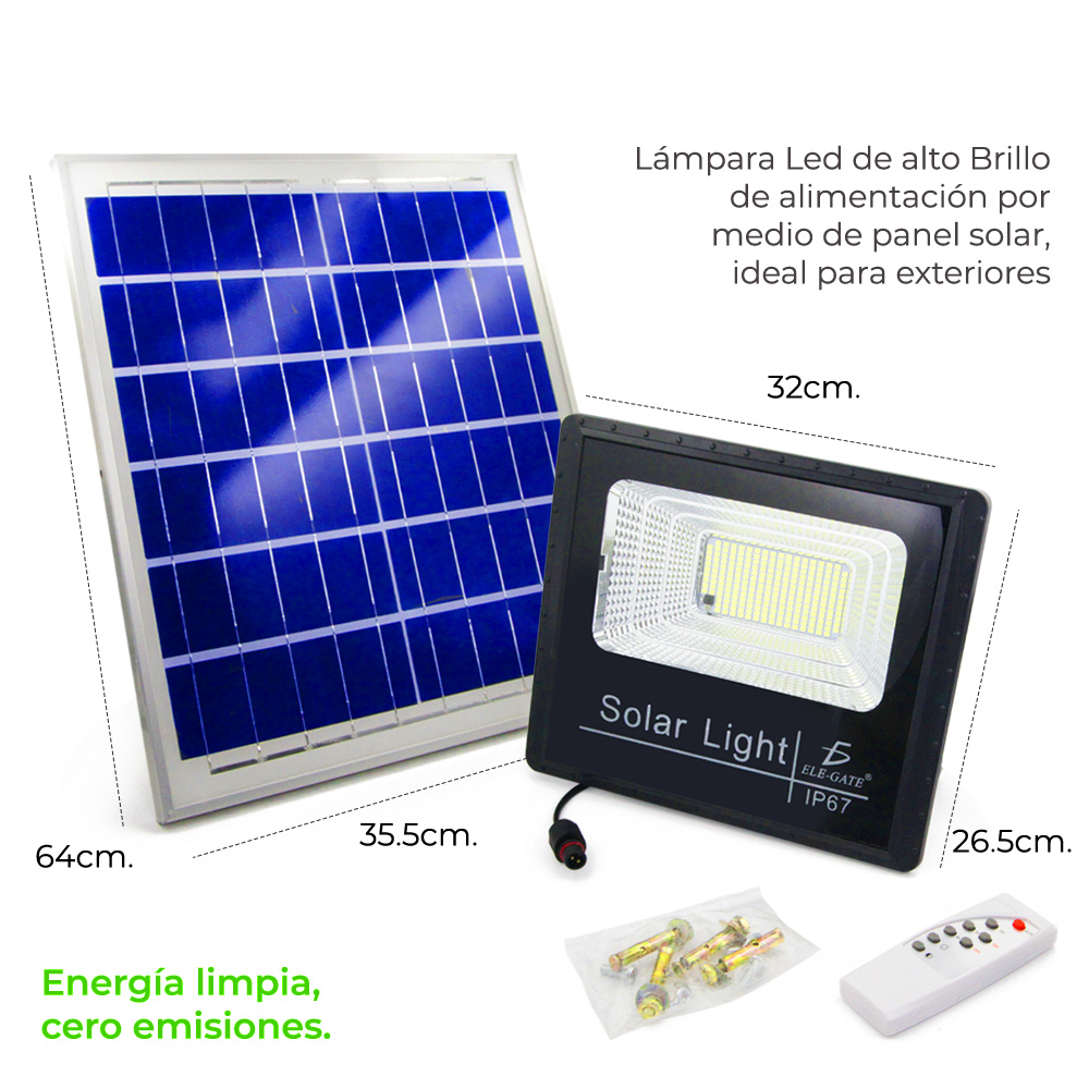 Reflector Led 800w C/ Panel Solar-control Luz Blanca Exterior