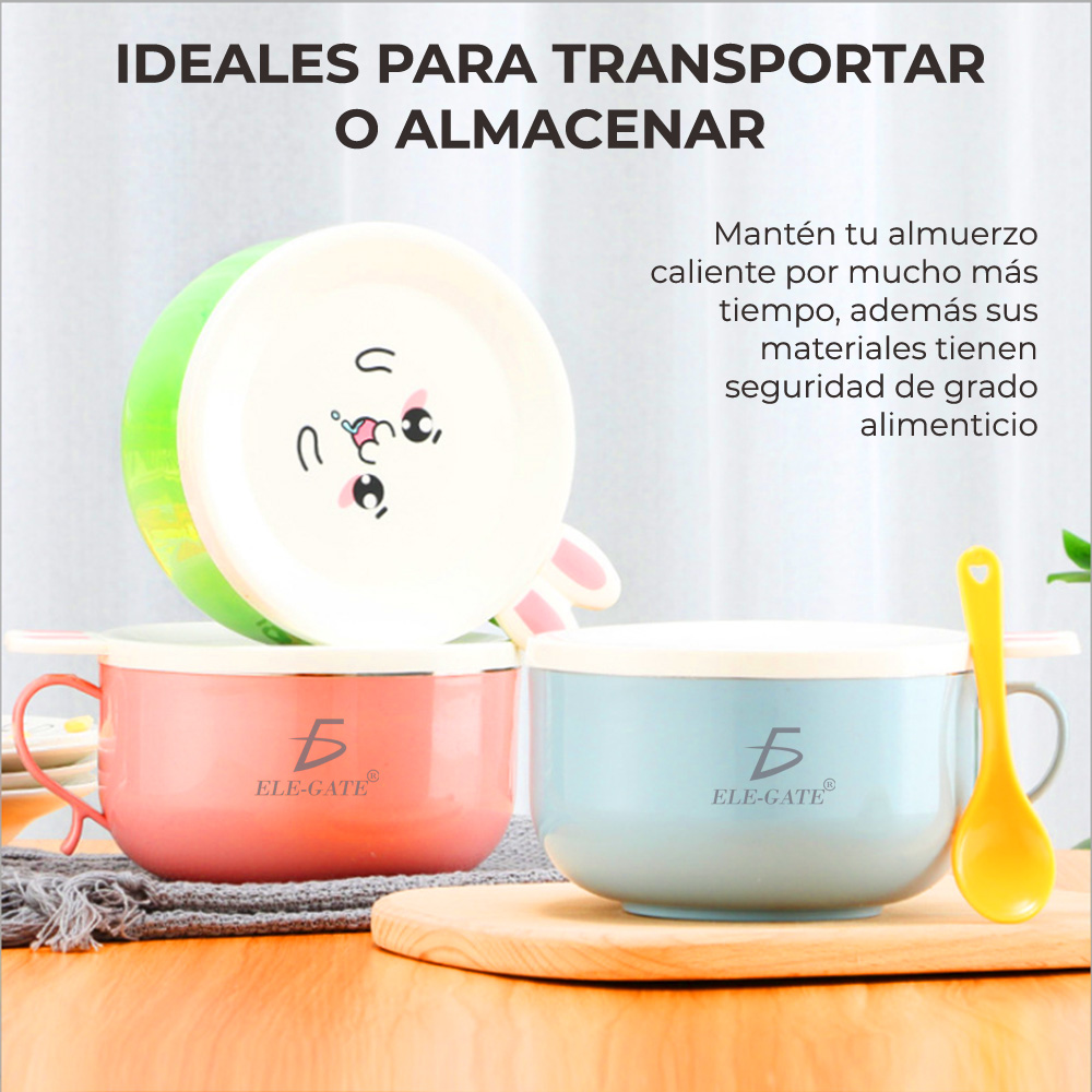 650 Ml De Dibujos Animados Cuenco Niños Utensilios De Acero