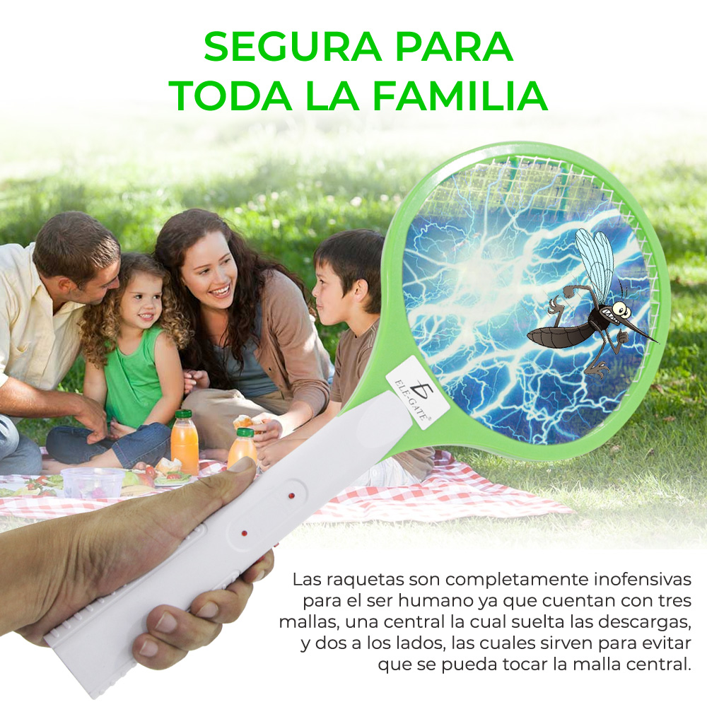 Raqueta Mata Mosquitos Lámpara Led Recargable Electrica