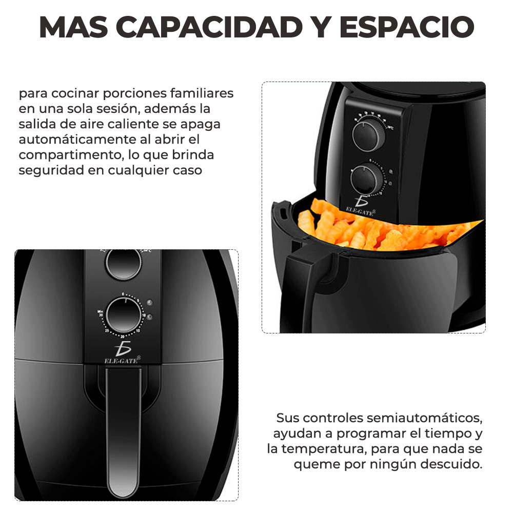 Freidora Eléctrica de Aire Multifunción para Alimentos 4.5 L