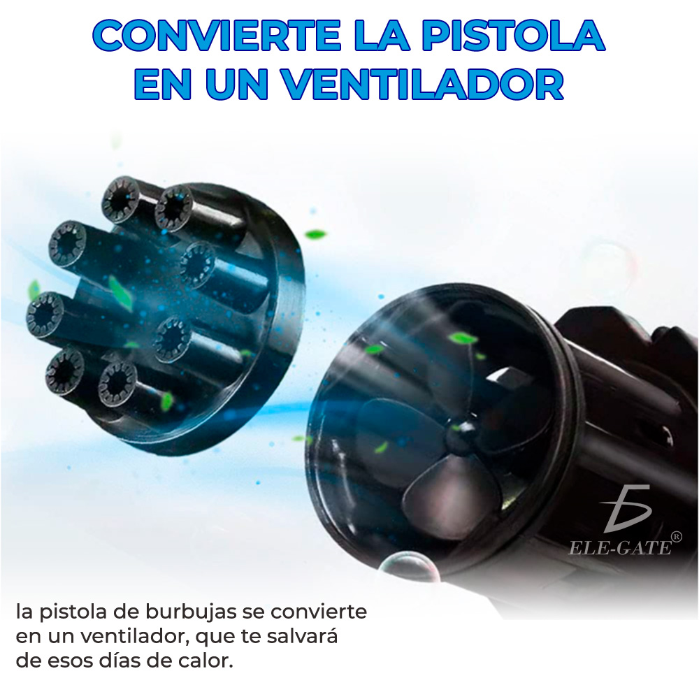 Pistola De Burbujas Gatling Gun Bubbler Maquina De Burbujas