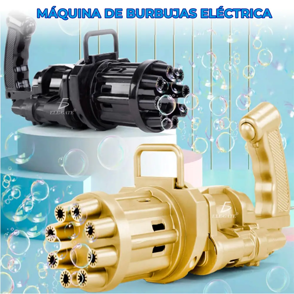 Pistola De Burbujas Gatling Gun Bubbler Maquina De Burbujas