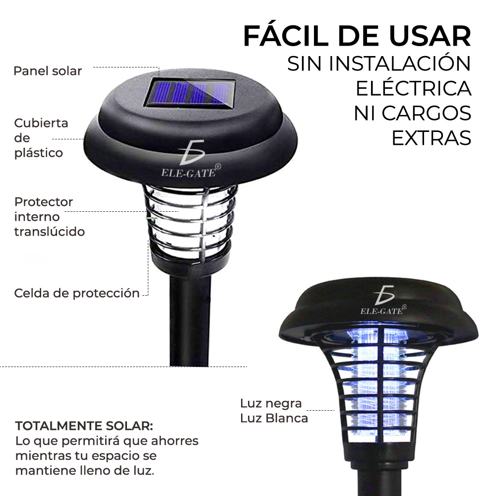 Lámpara Solar Repelente De Mosquitos Anti Luz Jardín Césped