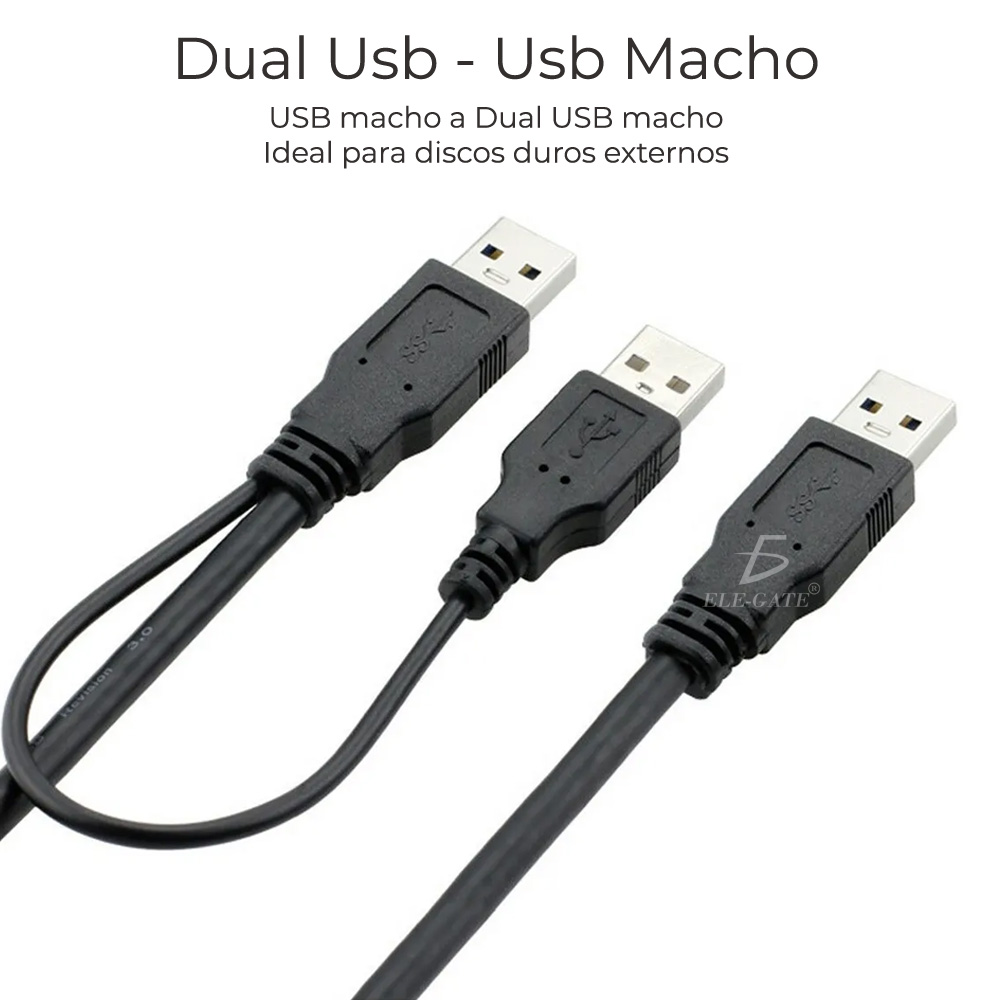 Cable Usb 2.0 Para Disco Duro 42 Cm Largo Macho A Macho