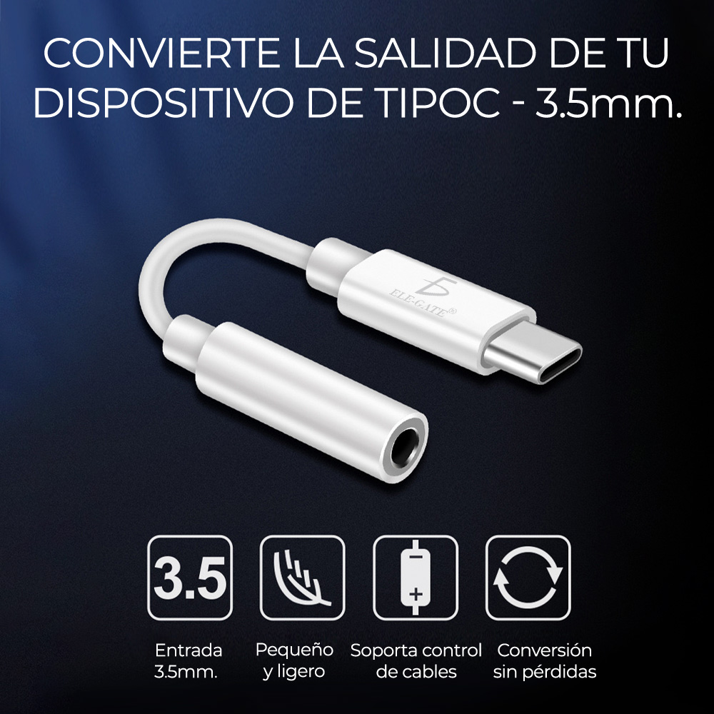Adaptador De Auriculares TYPE-C Tipo C A 3.5 Mm