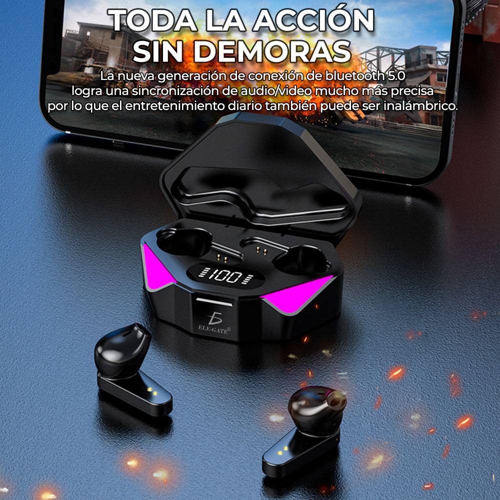 Auriculares X15 Gamer Inalámbricos Bluetooth 5.1 Con LED
