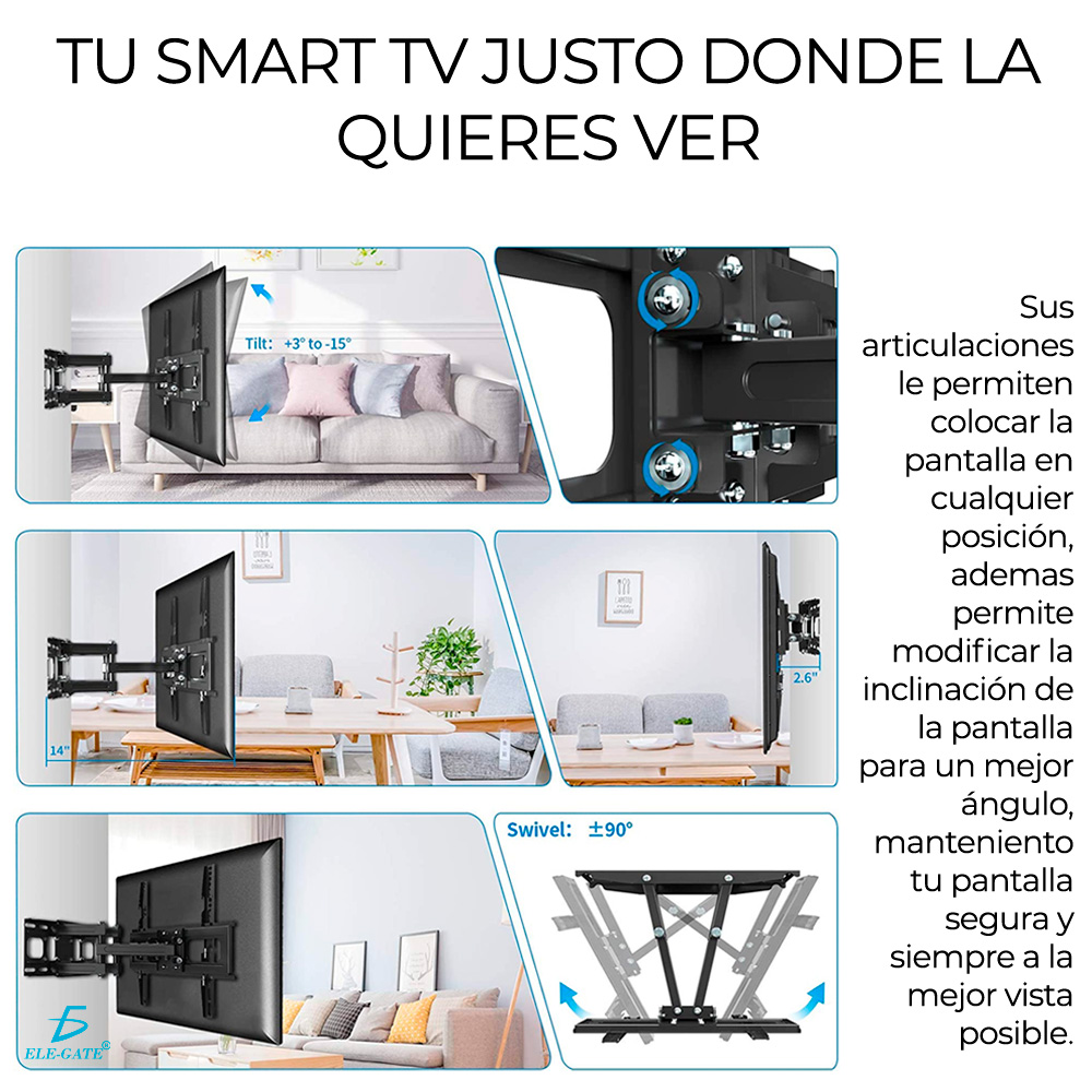 Soporte para TV/Monitor de 30" a 70" negro de pared