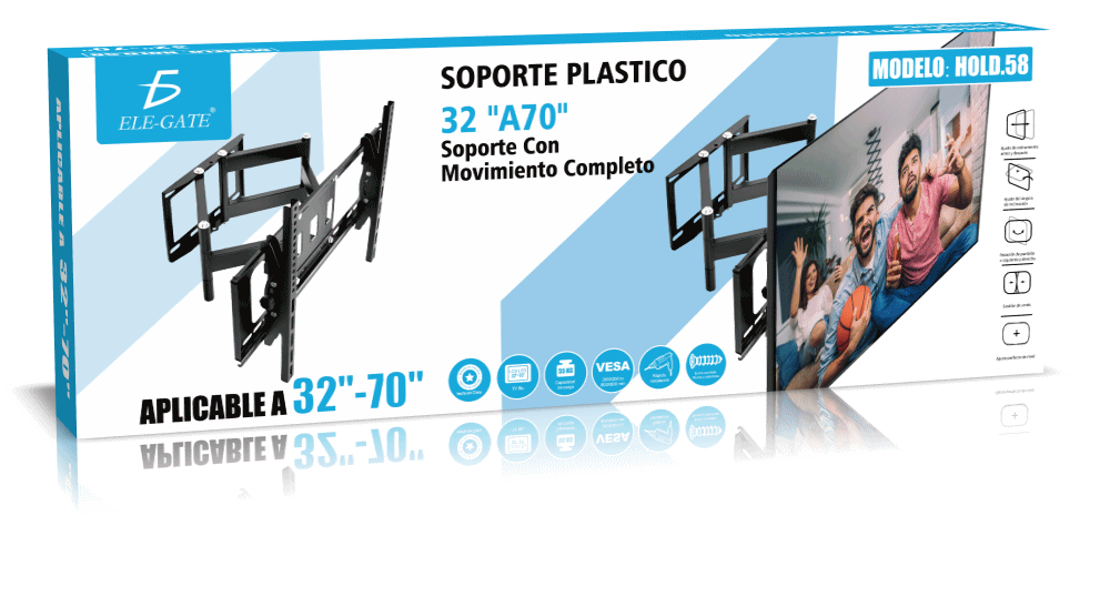 Soporte para TV/Monitor de 30" a 80" Negro de Pared - Image 5