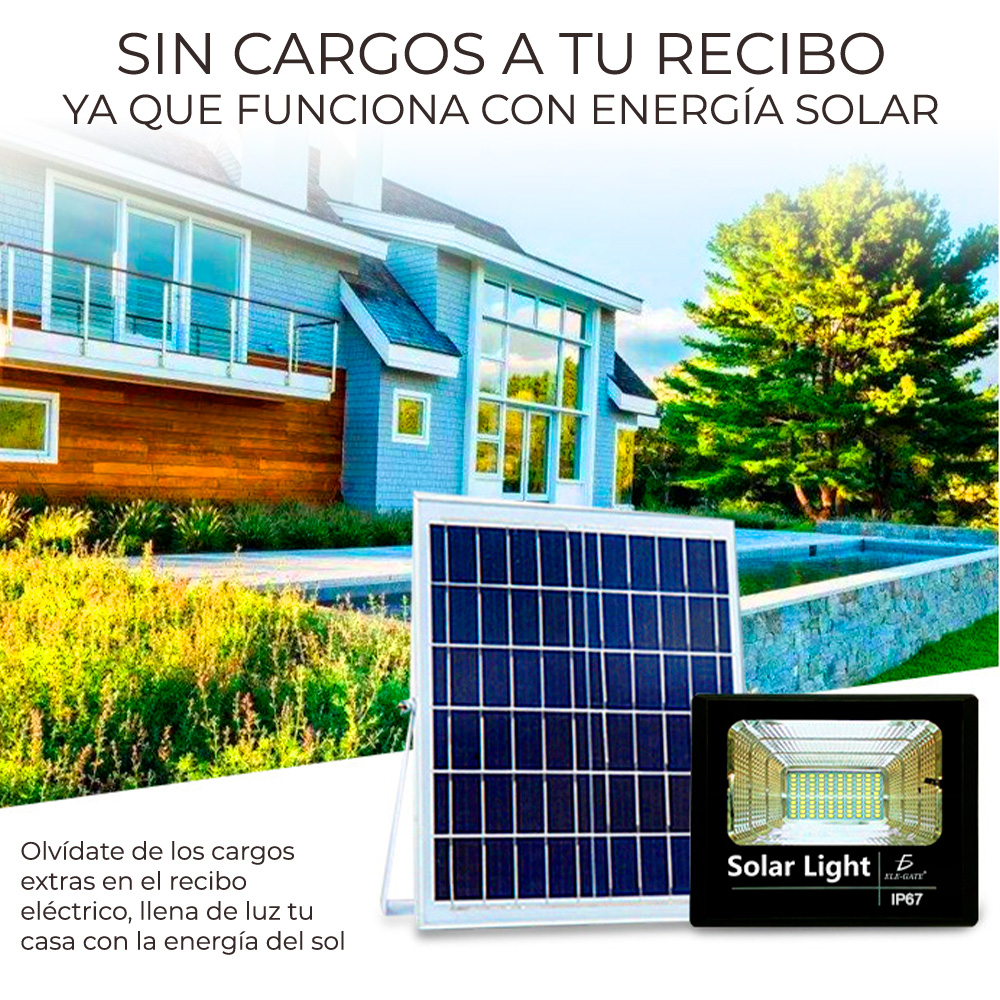 Reflector Led 10w C/ Panel Solar-control Luz Blanca Exterior