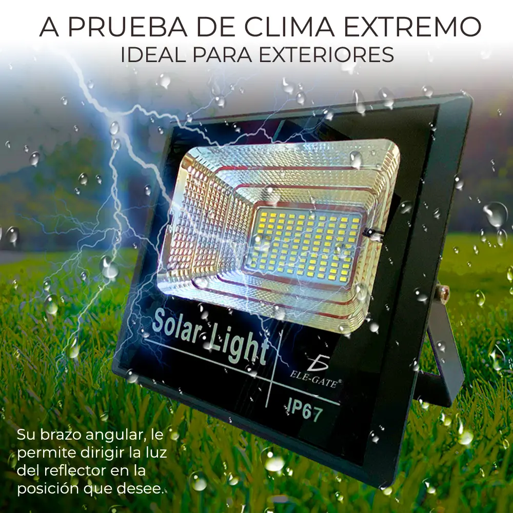Reflector Led 10w C/ Panel Solar-control Luz Blanca Exterior