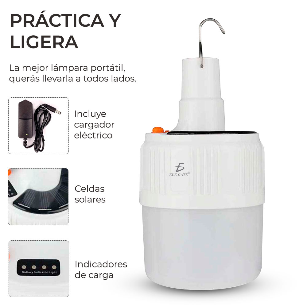 Lámpara Emergencia Portátil Recargable LED Y Usb 75w