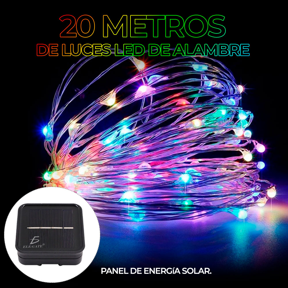 Luces Serie Solar Exterior Fiesta Navidad Tira 20 Metros