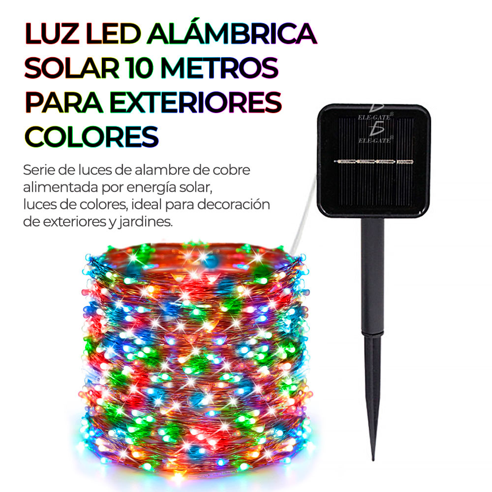 Luces Led Serie Solar Exterior Fiesta Navidad Tira 10 Metros