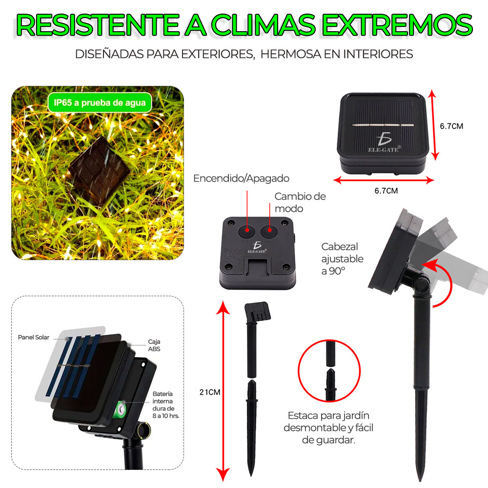 Serie Solar de Luces Copo de Nieve de Colores 5 Metro - Image 3