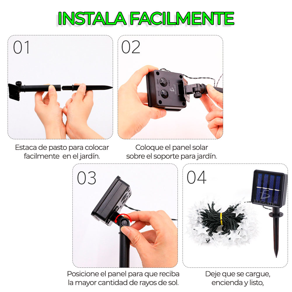 Serie Solar de Luces Copo de Nieve de Colores 5 Metro - Image 4