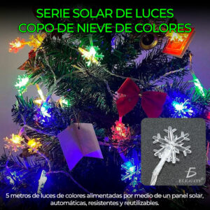 Serie Solar de Luces Copo de Nieve de Colores 5 Metro