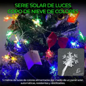 Serie Solar de Luces Copo de Nieve de Colores 5 Metro