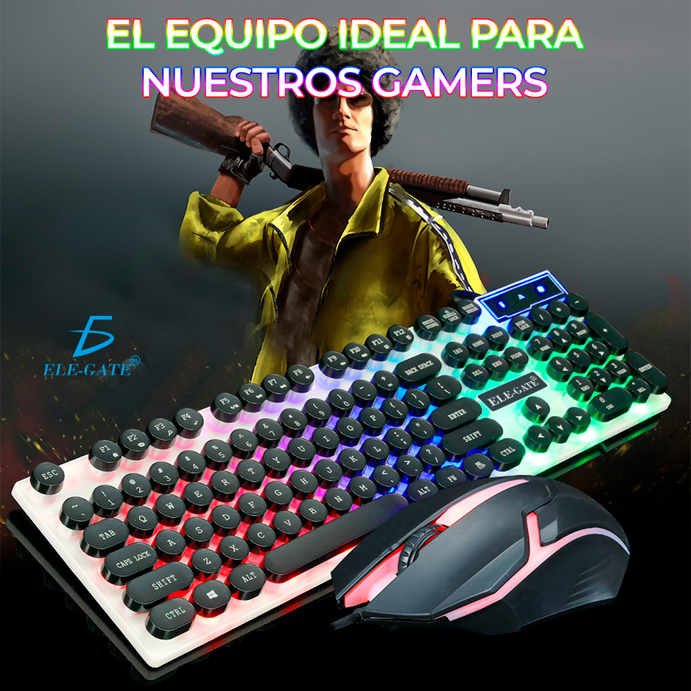 Kit Teclado Mouse Gamer Luz Rgb Iluminado Led Usb Alambrico