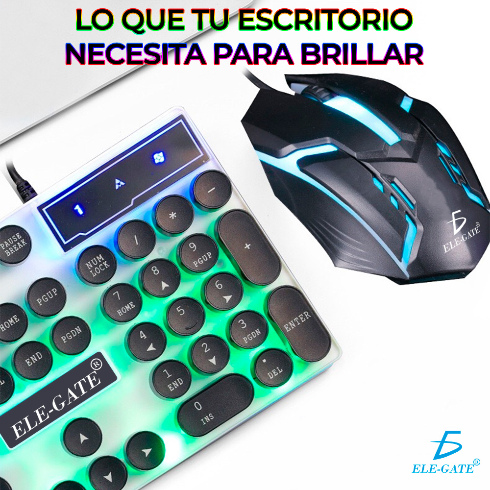 Kit Teclado Mouse Gamer Luz Rgb Iluminado Led Usb Alambrico