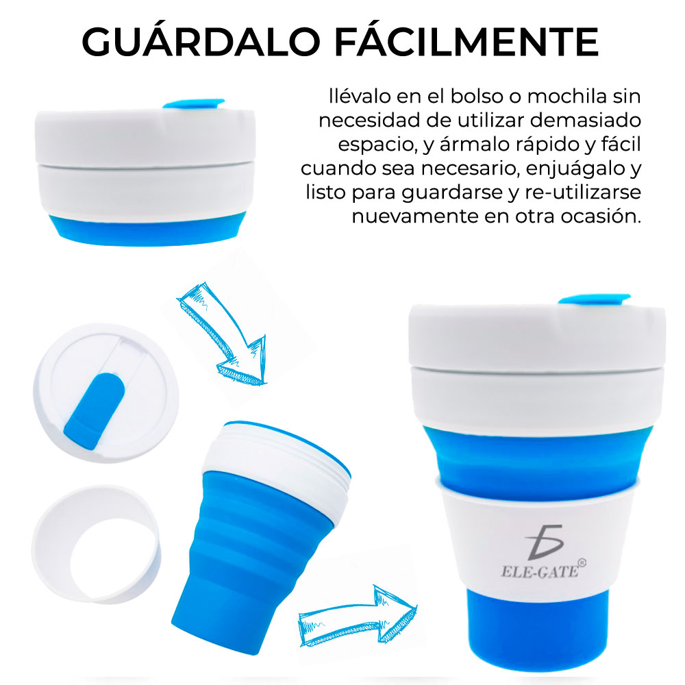 Vaso Termo Reutilizable Plegable De Silicon Practico